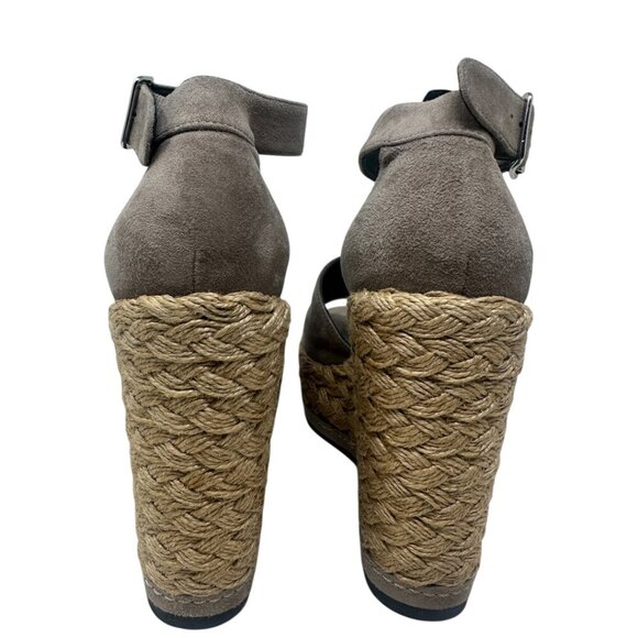 Stuart Weitzman Soho Jute Gal Platform Espadrille Topo Taupe Suede Leather 6.5 - Picture 8 of 14